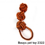 Woven mixed colors Rope toy with tennis ball